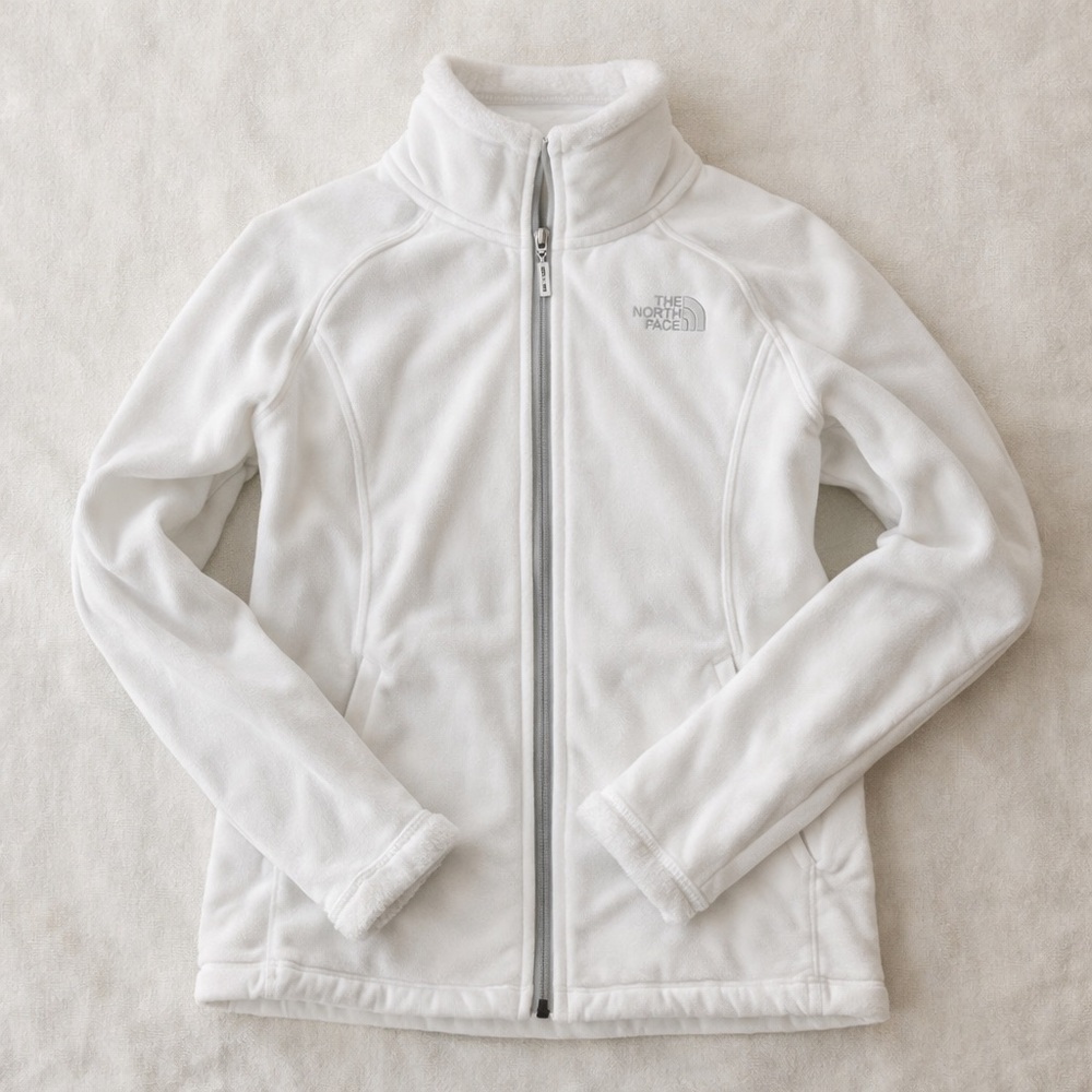The North Face White Fleece Jacket Womens Small Zip Up Soft Cozy